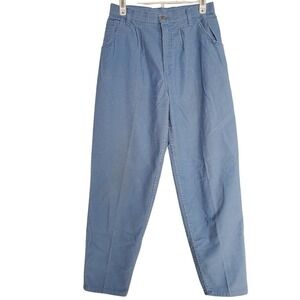 Vtg 80s Wrangler Light Blue Pleated Corduroy Trousers Taper Leg Misses Fit‎ Sz12